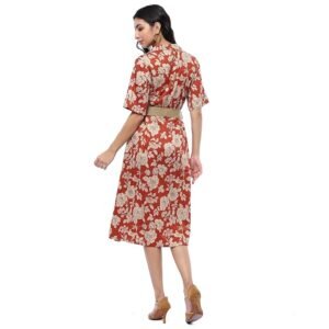 BIBA Women Cotton Fit and Flare Below The Knee Formal Dress