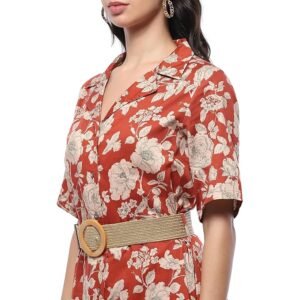 BIBA Women Cotton Fit and Flare Below The Knee Formal Dress